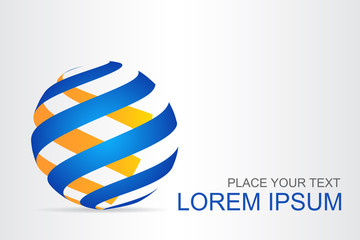 Logo stylized spherical surface with abstract shapes