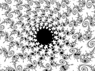 Monochrome, black and white graphics.