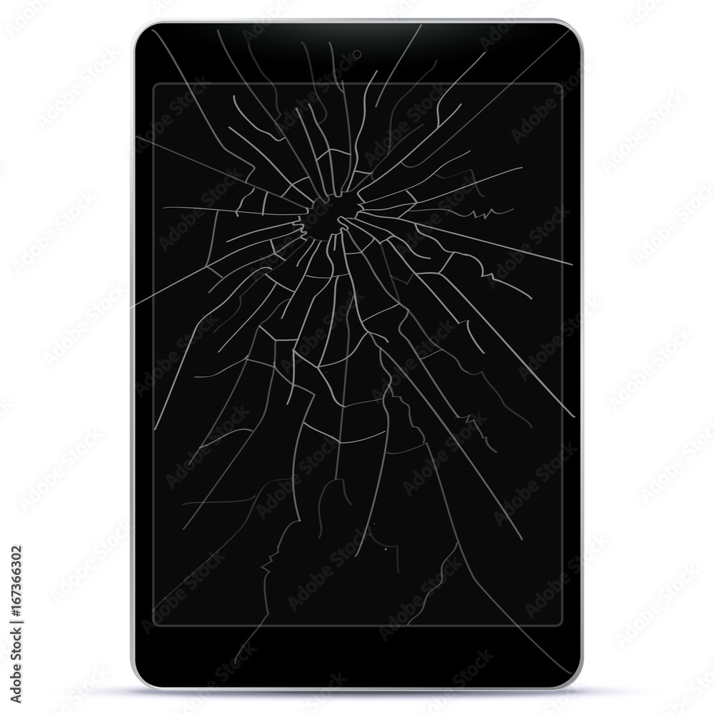 Sticker broken tablet computer vector illustration