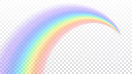 Tuinposter Rainbow icon. Shape arch realistic isolated on white transparent background. Colorful light and bright design element. Symbol of rain, sky, clear, nature. Graphic object Vector illustration © alona_s