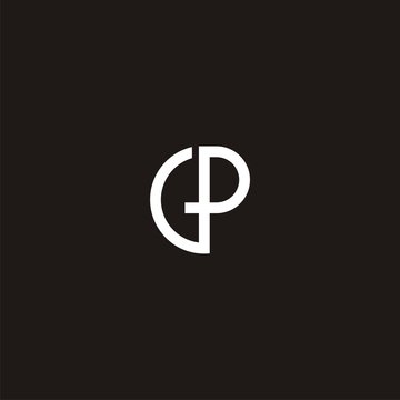 GP Initial Monogram Logo /Single line letttering G & P vector on black background