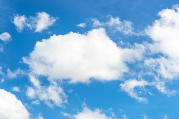 Many white cloud on the blue sky background