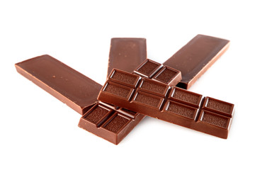 tiles milk chocolate on white background
