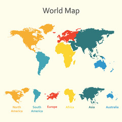 Fototapeta na wymiar World map infographics. Vector design template of world map with continents.