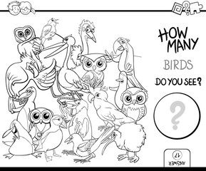 counting birds coloring page activity