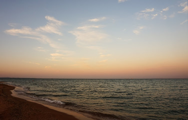 Sea , Beautiful sunset with birds 
