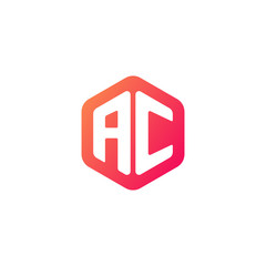 Initial letter ac, rounded hexagon logo, gradient red orange colors
 
