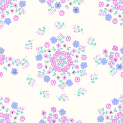 Flowery bright pattern in small-scale flowers. Calico millefleurs. Floral seamless background for textile, surface, fabric, wallpapers, print, gift wrap and scrapbooking, decoupage.