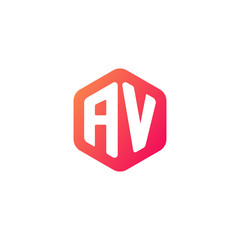 Initial letter av, rounded hexagon logo, gradient red orange colors
 
