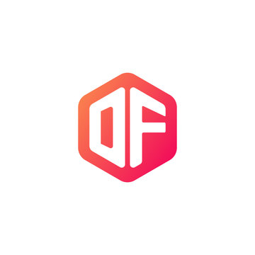 Initial letter df, rounded hexagon logo, gradient red orange colors
 
