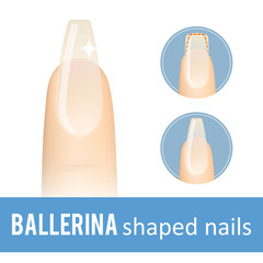 Nail manicure. How to make ballerina nail shape. Vector © DruZhi Art
