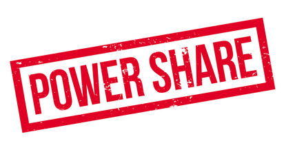 Power Share rubber stamp. Grunge design with dust scratches. Effects can be easily removed for a clean, crisp look. Color is easily changed.