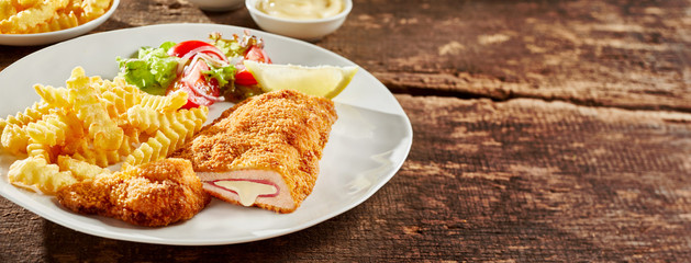 Cordon bleu chicken with french fries