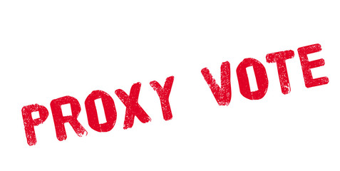 Proxy Vote rubber stamp. Grunge design with dust scratches. Effects can be easily removed for a clean, crisp look. Color is easily changed.