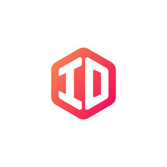 Initial letter io, rounded hexagon logo, gradient red orange colors
 
