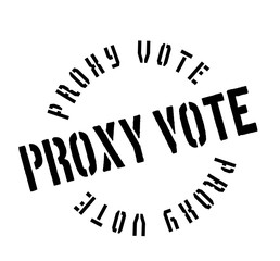 Proxy Vote rubber stamp. Grunge design with dust scratches. Effects can be easily removed for a clean, crisp look. Color is easily changed.