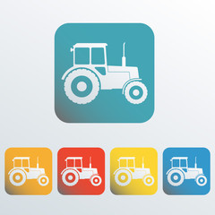 Tractor icon set. Tractor sign in flat style. Colorful vector illustration.