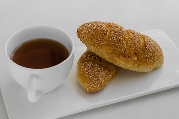 Sesame Buns and Tea for Relaxing Time.