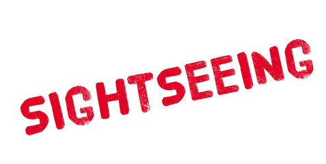 Sightseeing rubber stamp. Grunge design with dust scratches. Effects can be easily removed for a clean, crisp look. Color is easily changed.