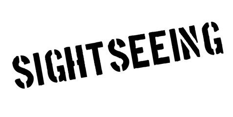 Sightseeing rubber stamp. Grunge design with dust scratches. Effects can be easily removed for a clean, crisp look. Color is easily changed.