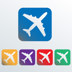 Airplane or aircraft flat icon. Colorful vector illustration. 