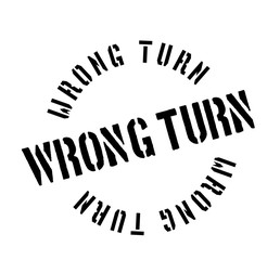 Wrong Turn rubber stamp. Grunge design with dust scratches. Effects can be easily removed for a clean, crisp look. Color is easily changed.