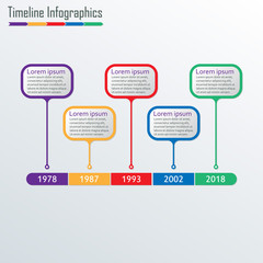 Timeline Infographics template. Horizontal Timeline Infographics design elements. Colorful vector illustration.