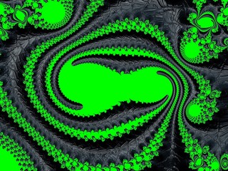 Black Fractal pattern on a green background.