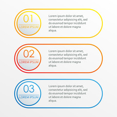 3 steps, options or levels infographics concept. Outline chart, scheme, diagram or menu template. Strategy and workflow design elements. Vector illustration.