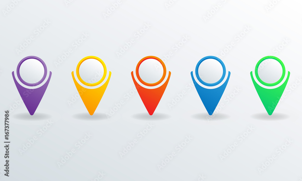 Sticker map pointers set. vector illustration of colorful pointers.