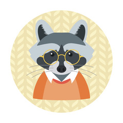 Obraz premium Hipster raccoon with glasses