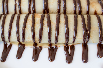 Crepes with chocolate topping