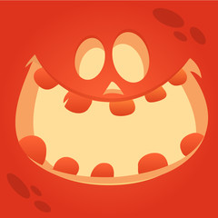 Vector Cartoon Funny Halloween Pumpkin Face Smiling