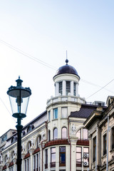 Fototapeta na wymiar antique building view in Old Town Bucharest, Romanian