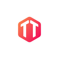 Initial letter tt, rounded hexagon logo, gradient red orange colors	
 
