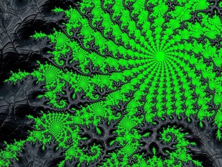 Black Fractal pattern on a green background.