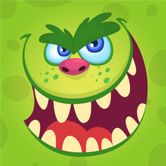 Halloween illustration goblin or troll. Vector illustration of gremlin face avatar