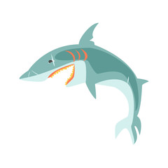 Reef shark showing the mouth and teeth cartoon vector Illustration