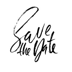 Save the date card. Hand drawn wedding calligraphy. Modern brush calligraphy. Hand drawn lettering background. Vector ink illustration.