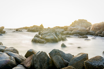 Long exposure of rock in the beach