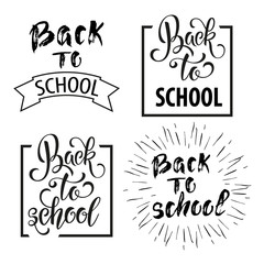 Back to school hand drawn lettering. Blackboard background with colorful pencils. Knowledge Day. Vector Illustration EPS10