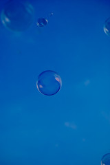 Obraz na płótnie Canvas Beautiful soap bubbles against the blue sky