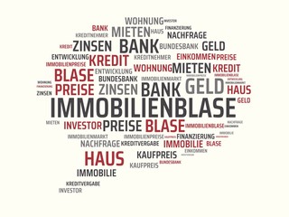IMMOBILIENBLASE - Bilder mit Wörtern aus dem Bereich Immobilienblase, Wort, Bild, Illustration