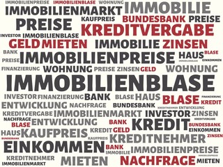 IMMOBILIENBLASE - Bilder mit Wörtern aus dem Bereich Immobilienblase, Wort, Bild, Illustration