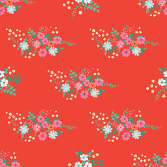 Fototapeta na wymiar Elegant gentle trendy pattern in small-scale flower. Millefleurs. Liberty style. Floral seamless background for textile, cotton fabric, covers, manufacturing, wallpapers, print, gift wrap and scrapboo