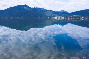 Obraz premium Tegernsee lake and Alp mountains