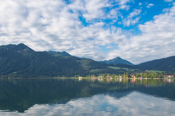 Fototapeta na wymiar Tegernsee lake and Alp mountains