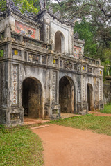 Fototapeta premium Gate of pagoda in Hue Vietnam. Tu Dam pagoda
