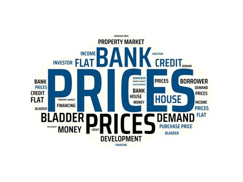 PRICES - image with words associated with the topic PROPERTY BUBBLE, word, image, illustration