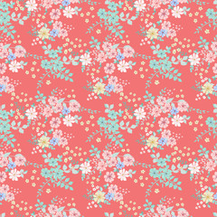 Elegant gentle trendy pattern in small-scale flower. Millefleurs. Liberty style. Floral seamless background for textile, cotton fabric, covers, manufacturing, wallpapers, print, gift wrap and scrapboo